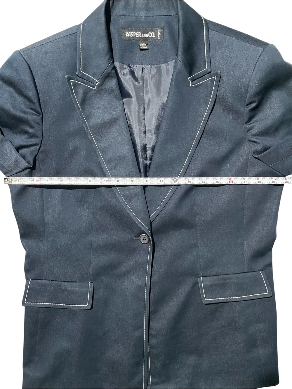 KASPER Blue Blazer Jacket 12 Large Petite - Picture 8 of 11